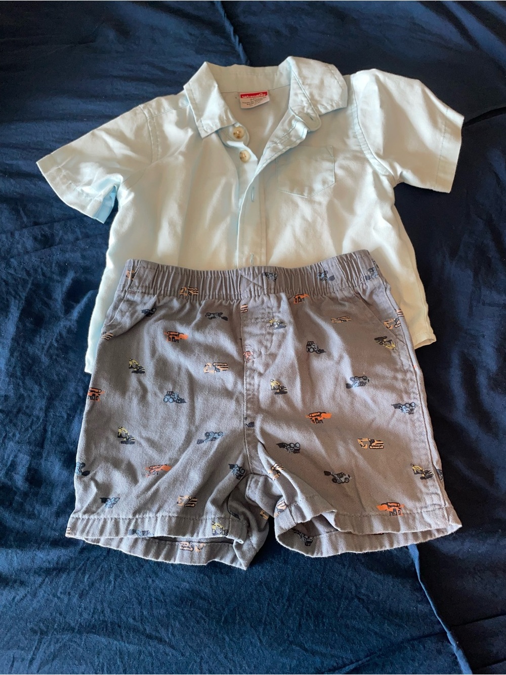 Wrangler Light Blue Shirt with Gray Printed Shorts